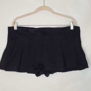 Almost Famous Pleated Micro Mini Skort Size XL Black Skirt with Shorts Stretch